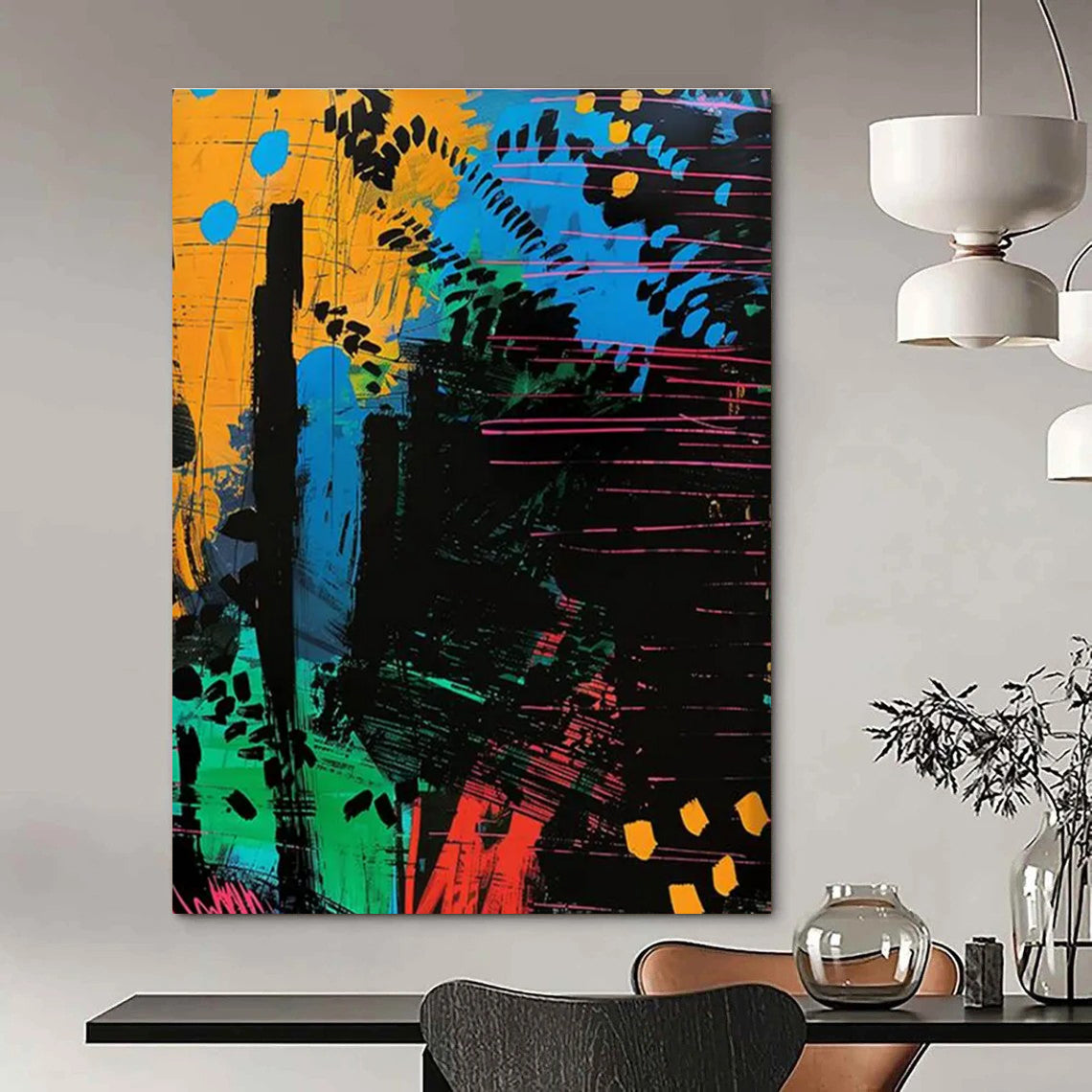 Colorful Abstract Forest Painting for Eco - Friendly Retail Spaces HENG096