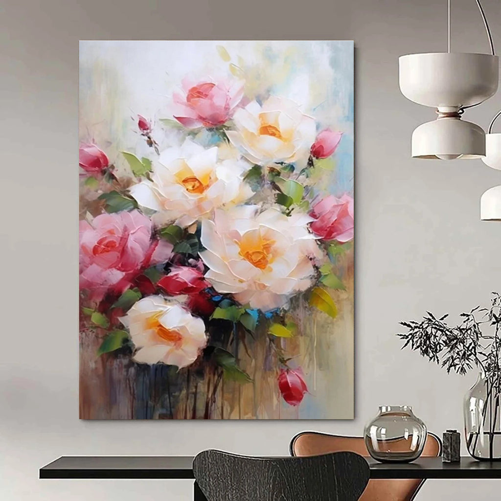 Classic Floral Bouquet Abstract Painting for Timeless Dining Rooms HENG429