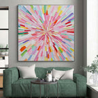 Colorful Radial Burst Abstract Painting with Vibrant Energy WINK124