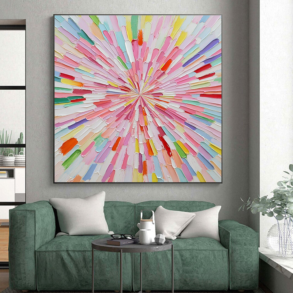 Colorful Radial Burst Abstract Painting with Vibrant Energy WINK124
