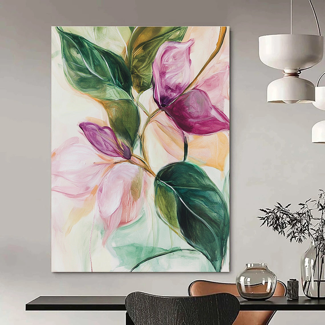 Pink and Purple Flowers Abstract Painting for Romantic - Styled Boutiques GAB1073