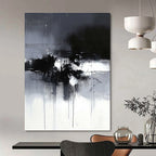 Black and White Drip Abstract Painting for Artistic - Styled Galleries GAB1092