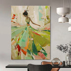 Dancing Lady in Green Abstract Painting for Art - Themed Ballrooms HENG082