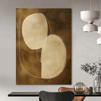 Brown and White Geometric Abstract Painting for Minimalist Offices GAB0971