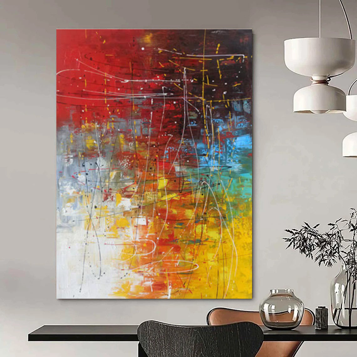 Expressive Colorful Abstract Chaos Painting for Art - Loving Spaces HENG254