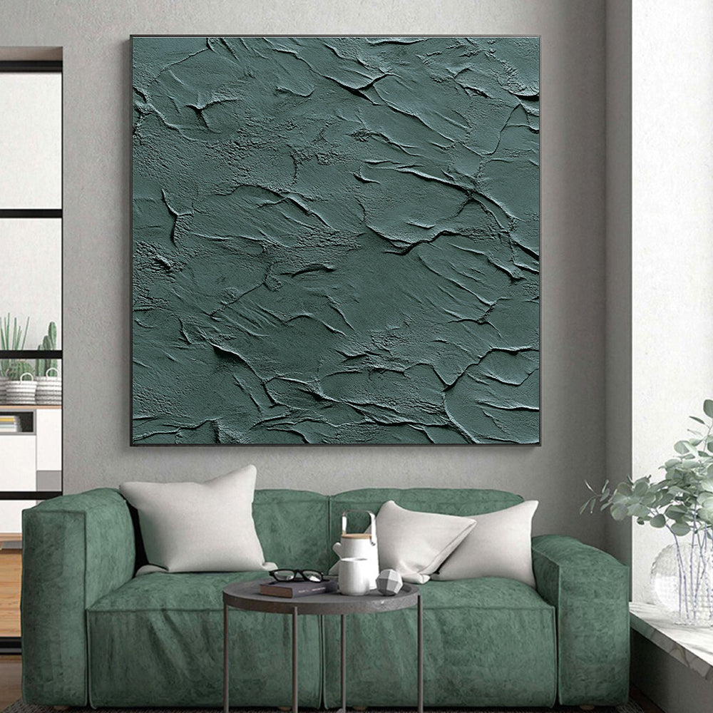 Green Textured Surface Abstract Painting with Natural Roughness WINK090