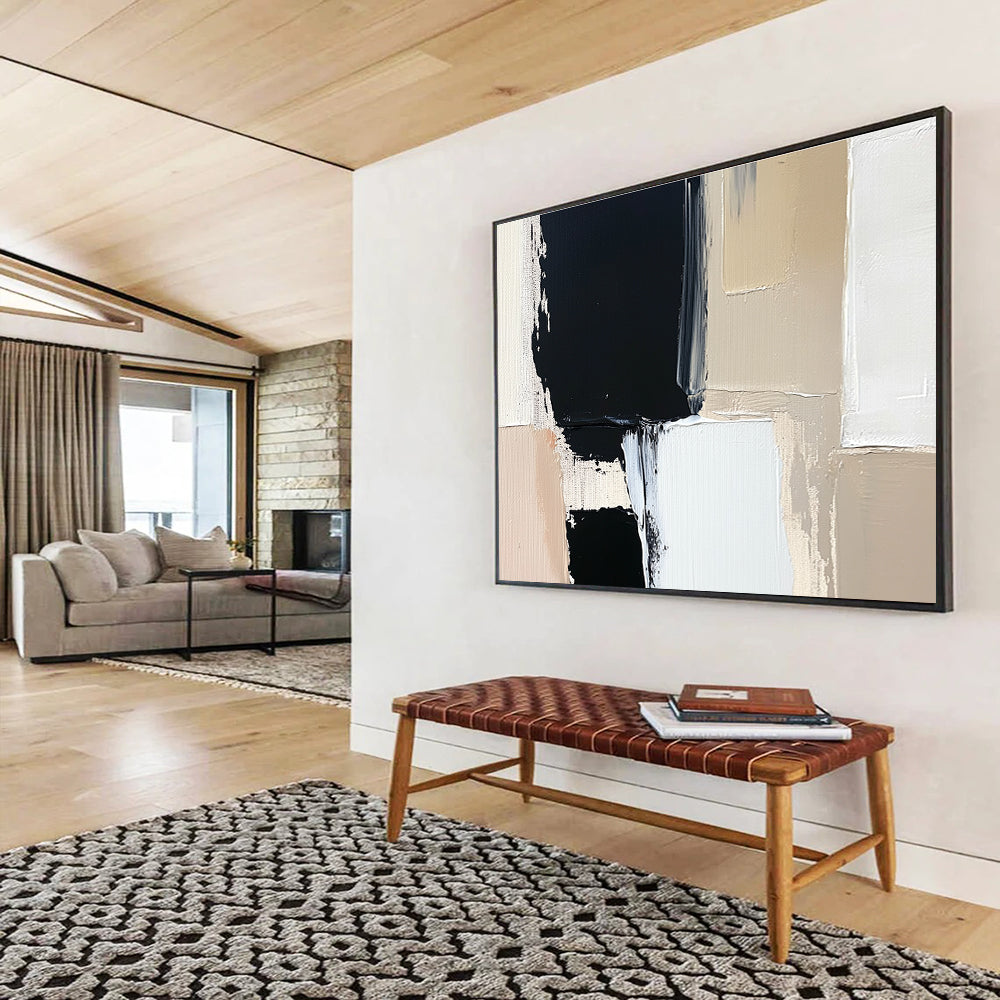 Geometric Color Blocks: Crisp Shapes in Neutral Tones Abstract Painting ABS174