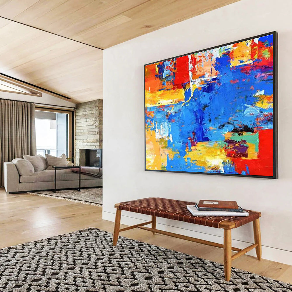 Vibrant Color Block Abstract Painting for Contemporary Office Break Rooms YHT282