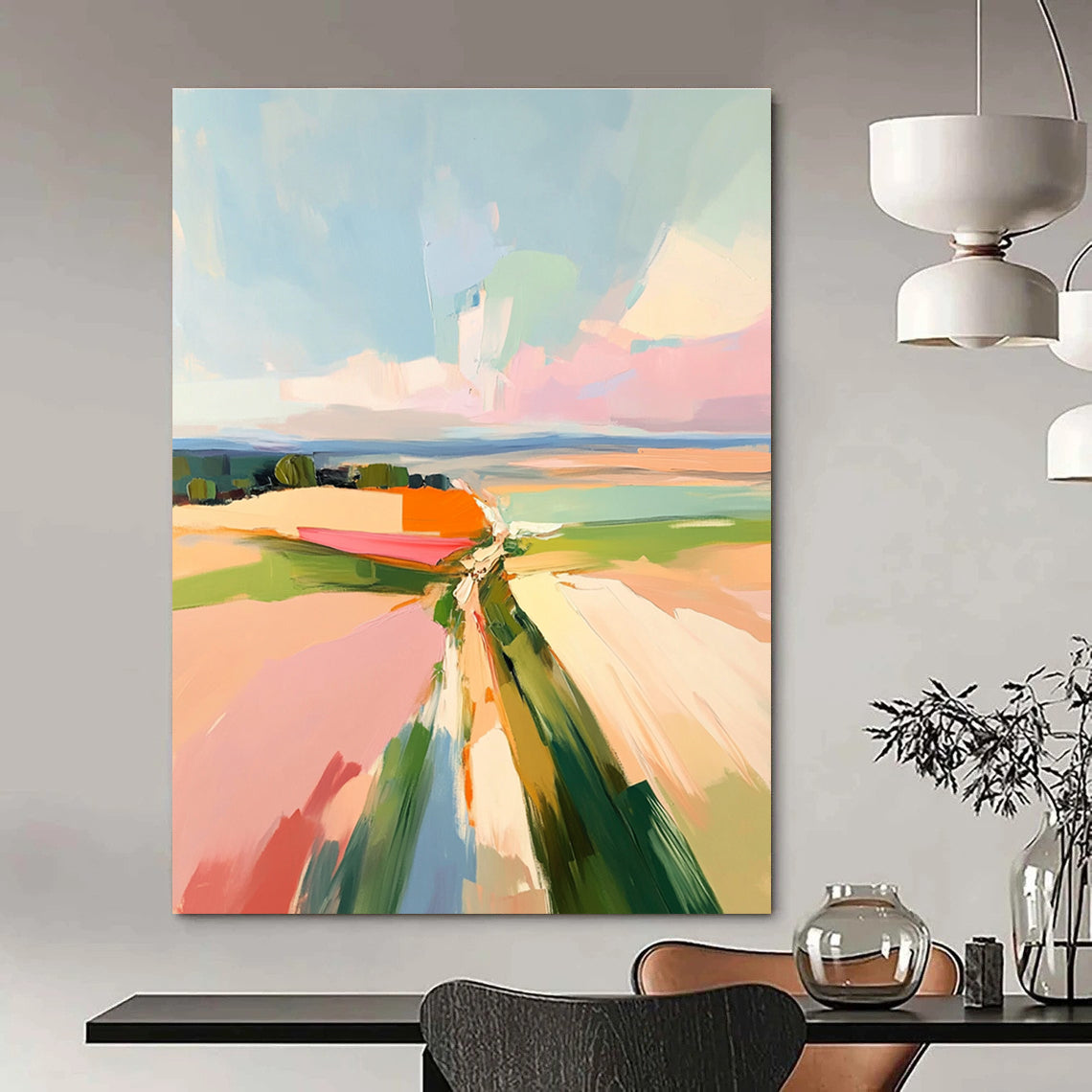 Abstract Landscape with Soft Colors Painting for Serene Living Rooms GAB1144