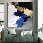 Blue - Gold Abstract Splash Painting with Luxurious Energy WINK365