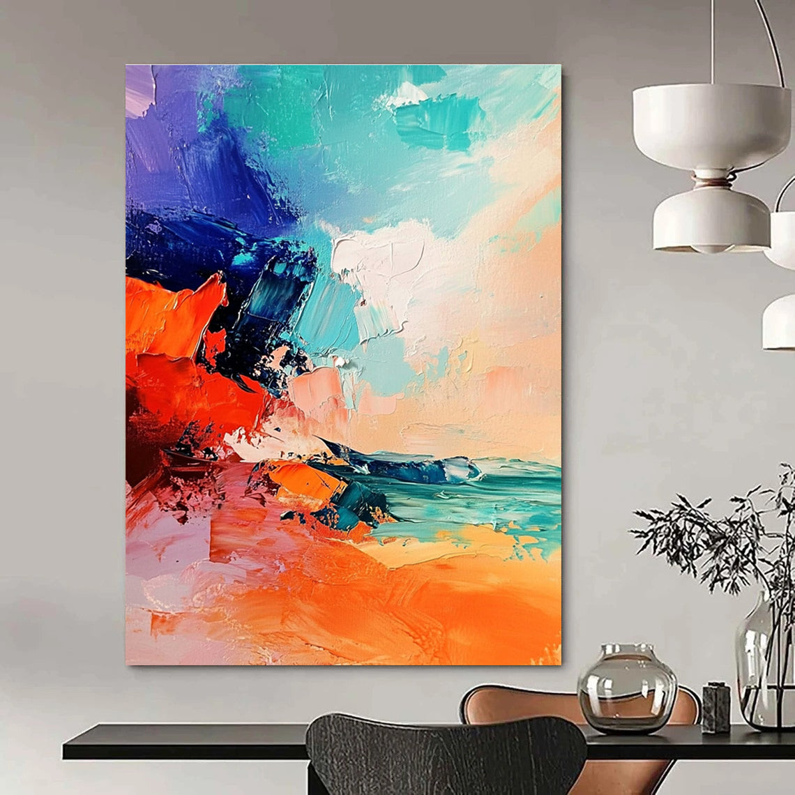 Colorful Coastal Abstract Painting for Vibrant Interiors GAB0731