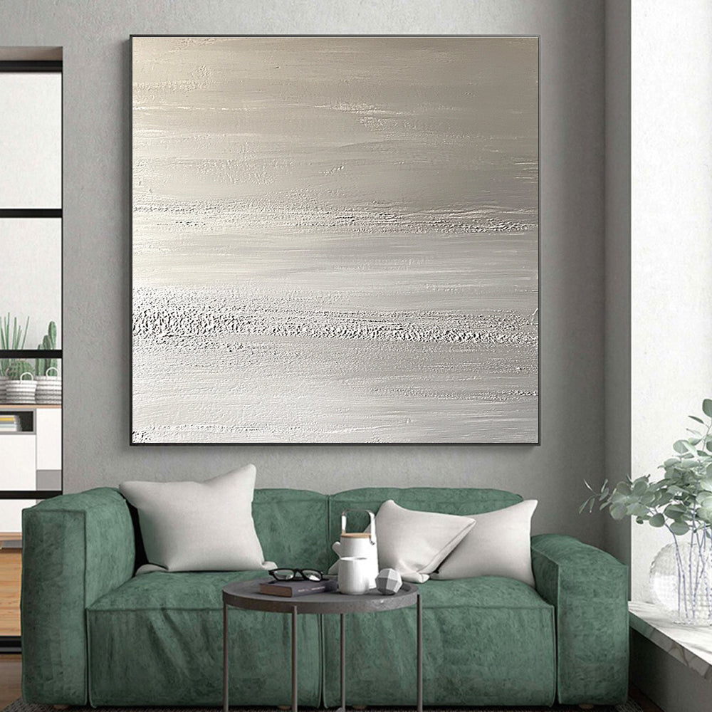 Silver Textured Layers Abstract Painting with Subtle Shimmer WINK117