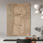 Beige Collage - Style Abstract Painting for Eclectic Interiors HENG336