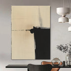 Minimalist Black and Beige Abstract Painting of Quiet Contrast GAB0213
