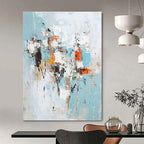 Blue - Toned Abstract Composition Painting for Coastal - Themed Living Rooms GAB1210