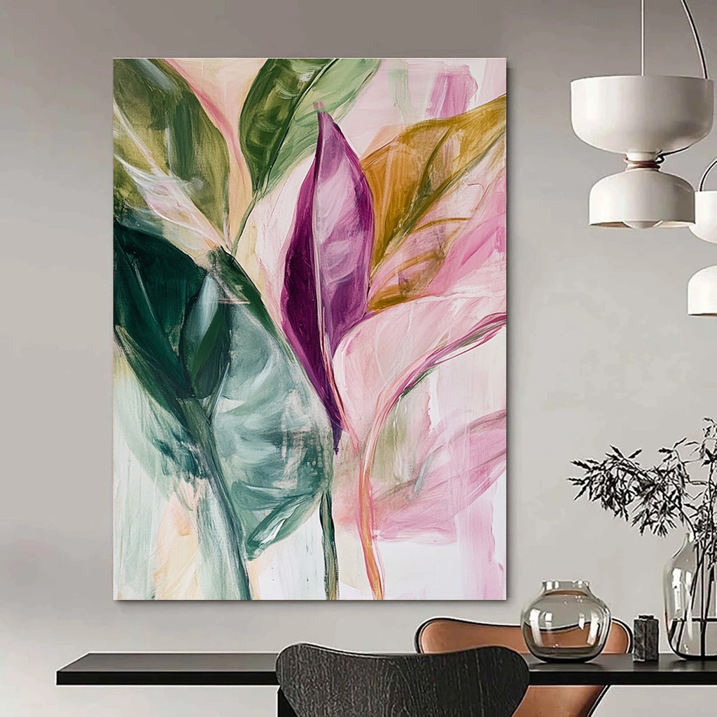 Tropical Leaf Abstract Painting for Beachfront Cafes GAB0775
