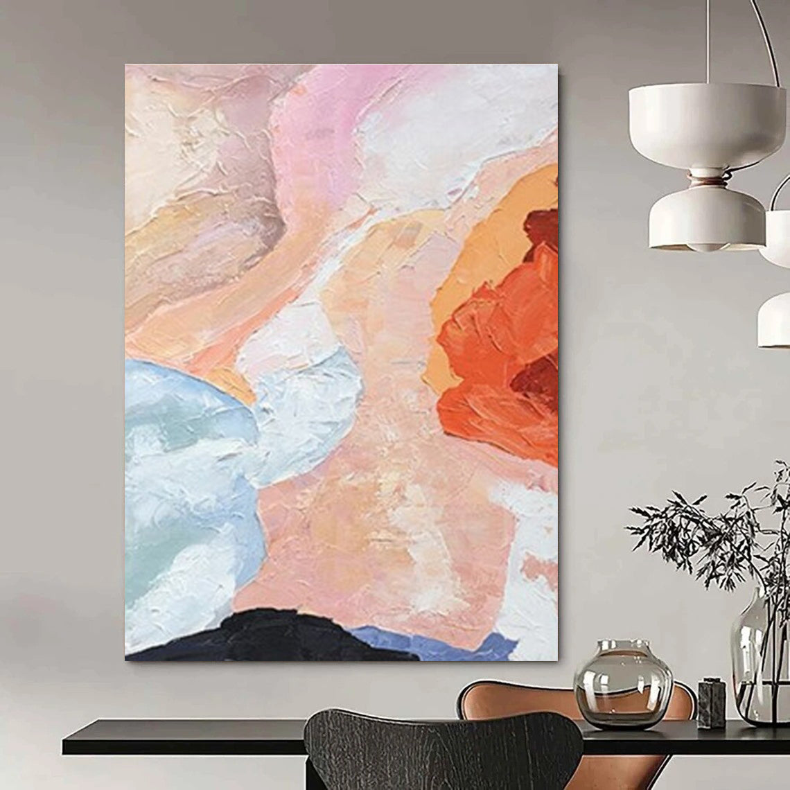 Pastel Soft Color Abstract Shapes Painting for Calm Interiors HENG275