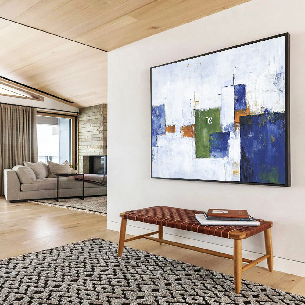 Abstract Geometric "02" with Colorful Blocks Abstract Painting ABS323