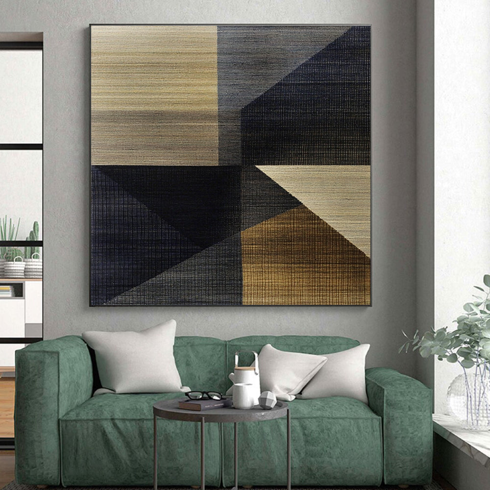 Geometric Textured Tapestry Abstract Painting with Artisanal Charm WINK216