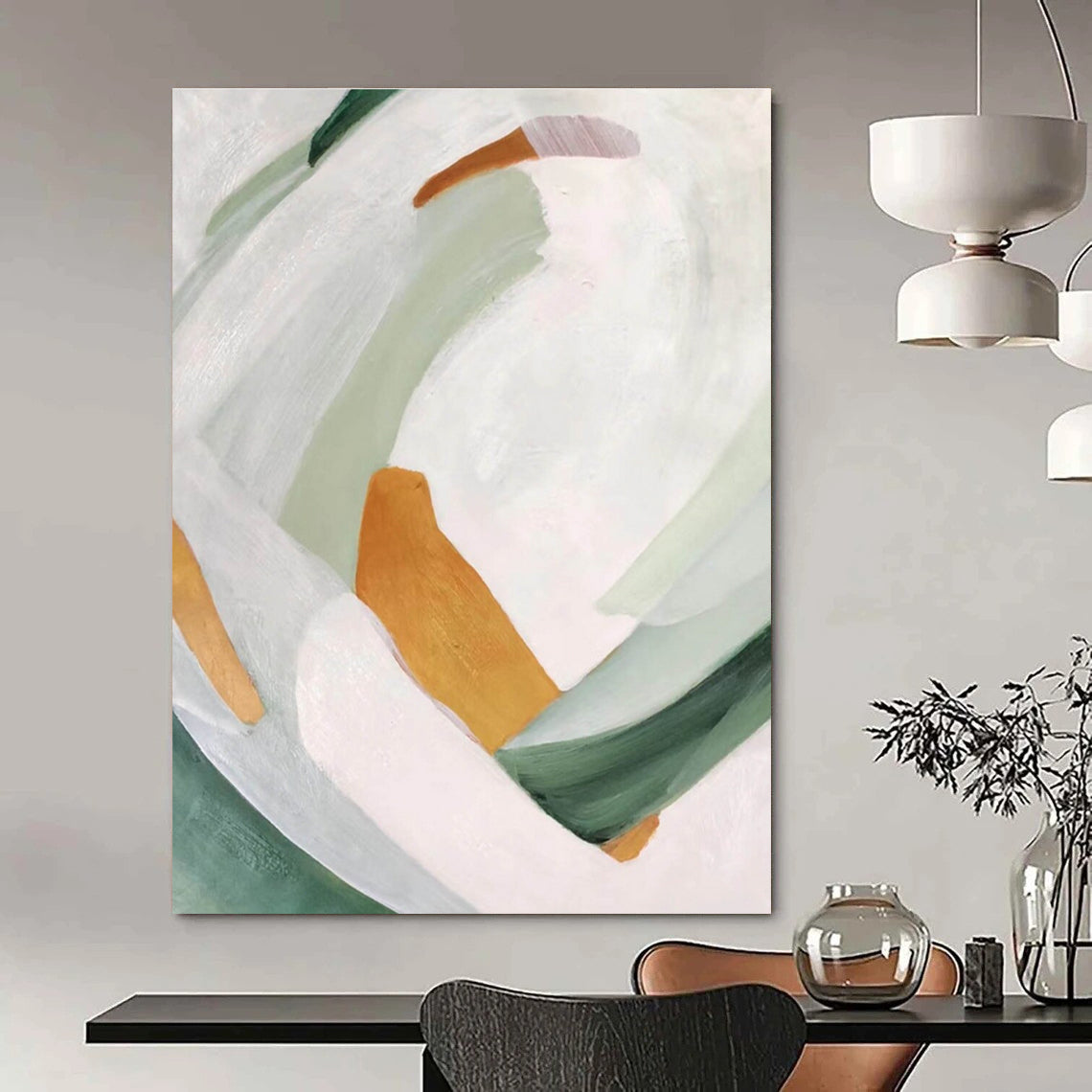 Soft Pastel Abstract Shapes Painting for Whimsical Interiors HENG257