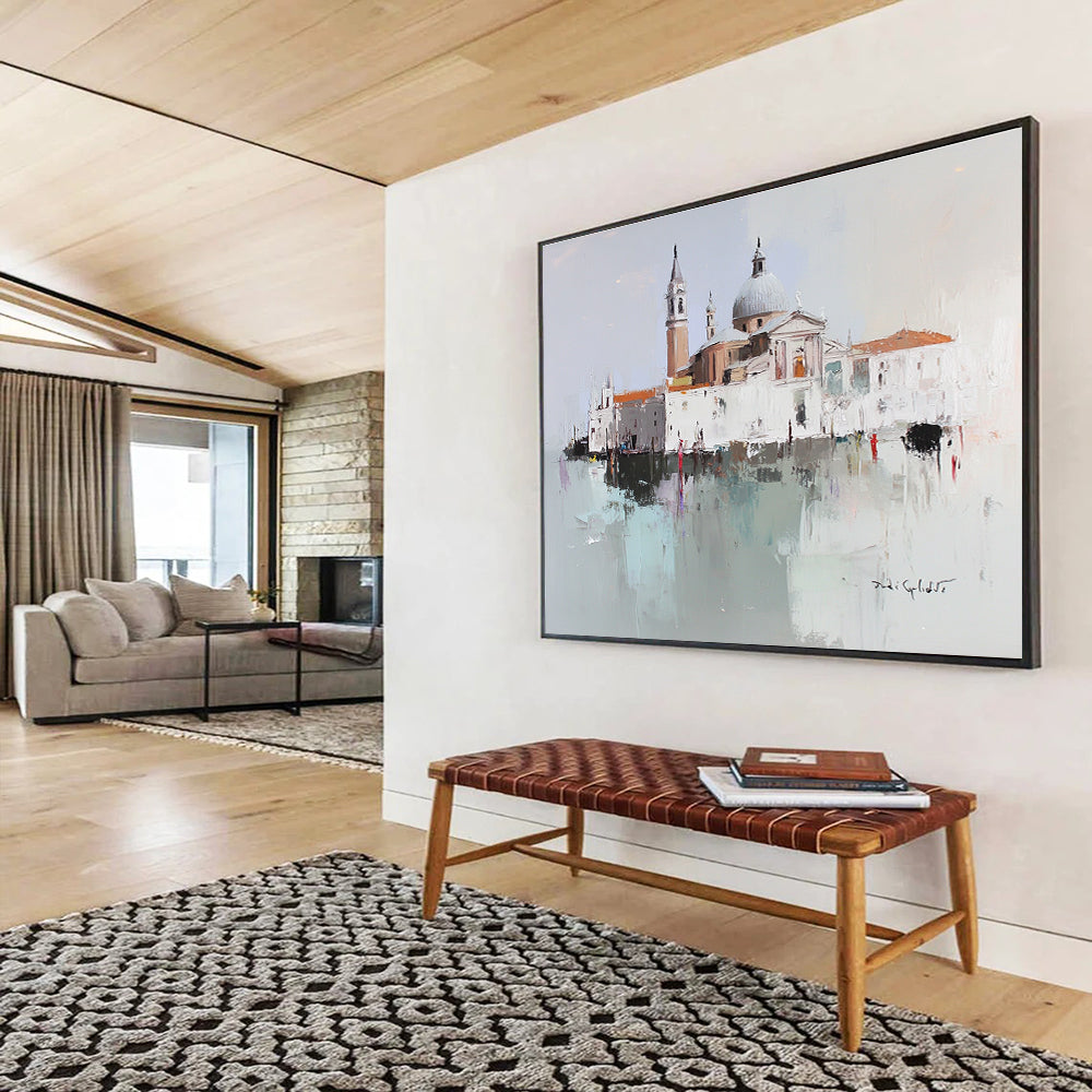 Impressionist Venice Scene Painting with Soft Blended Hues ABS568