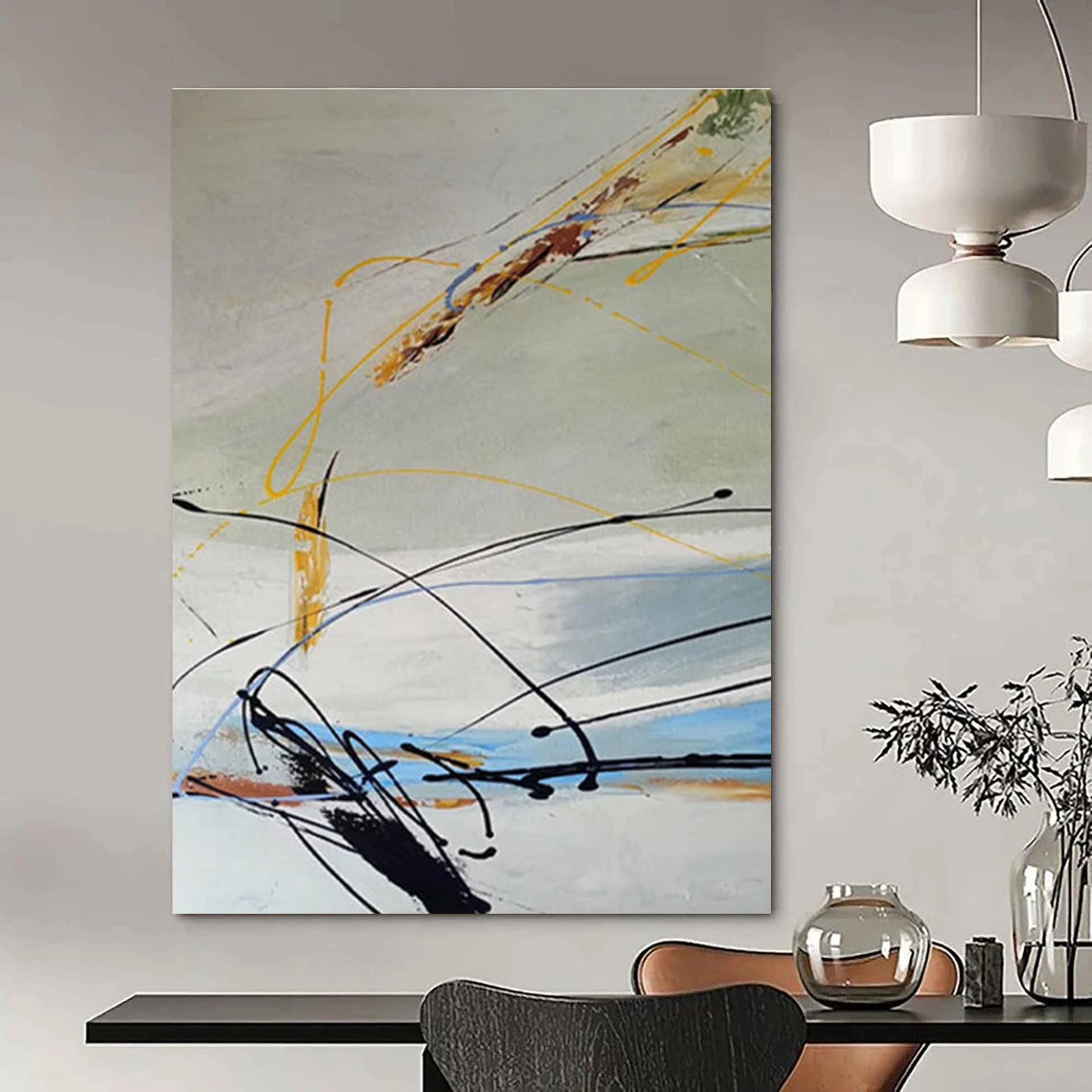 Dynamic Line Abstract Painting for Modern Dance Studio Lobbies HENG035