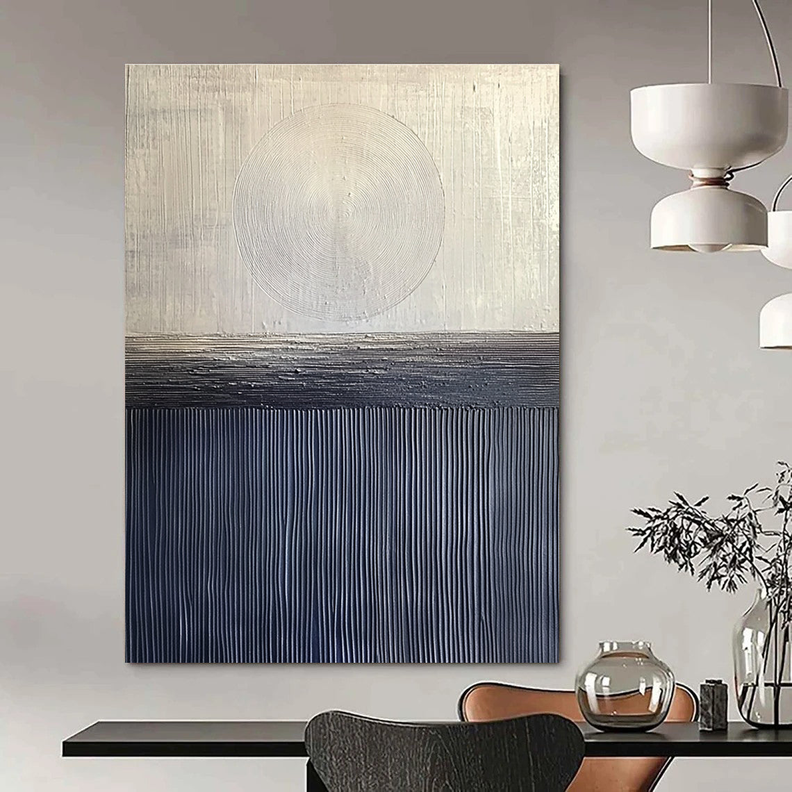 Silver and Black Textured Layers Painting of Industrial Chic GAB0166