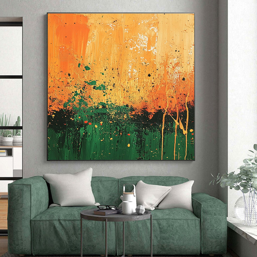 Splattered Field Abstract Painting with Playful Nature Energy WINK492