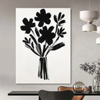 Black Flower Bunch Silhouette Abstract Painting GAB0044