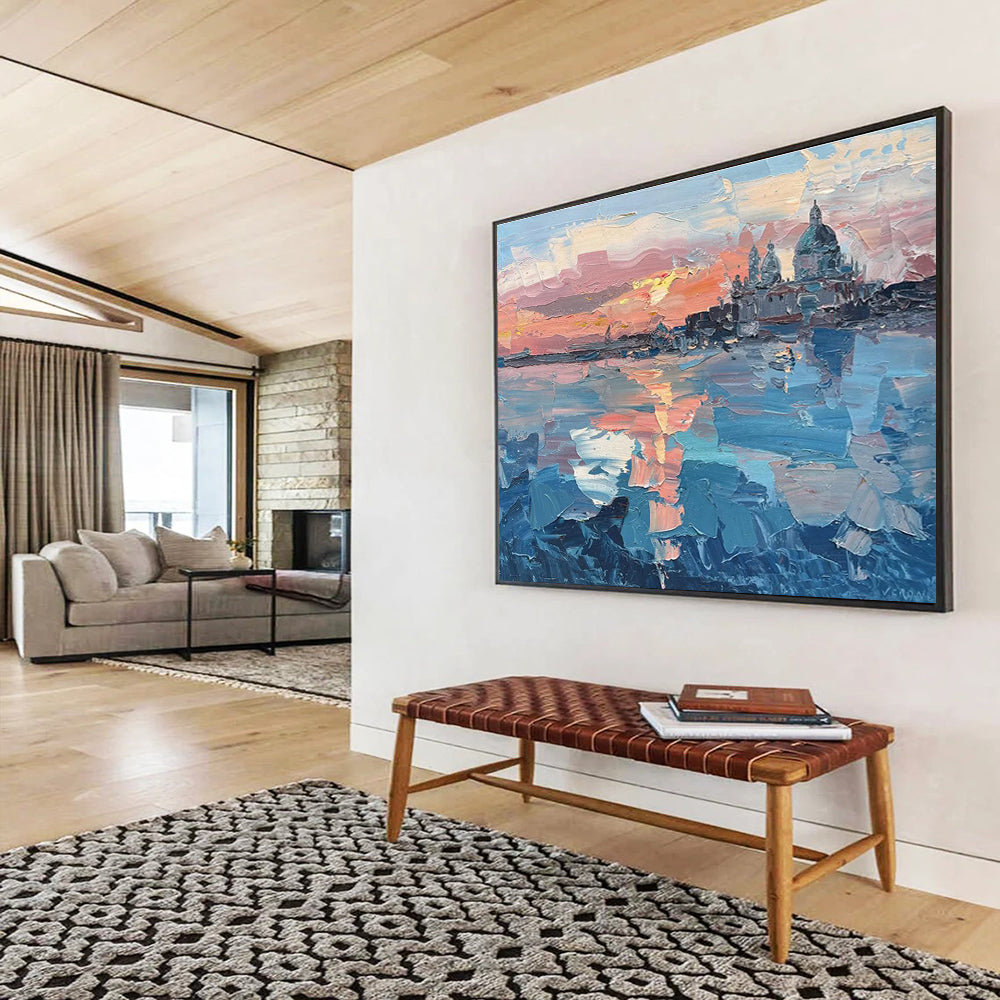 Venice Sunset Abstract Painting for Italian Restaurant Main Halls YHT460