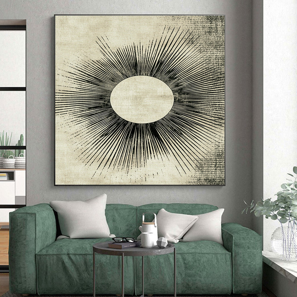 Sunburst on Beige Abstract Painting with Retro Energy WINK114