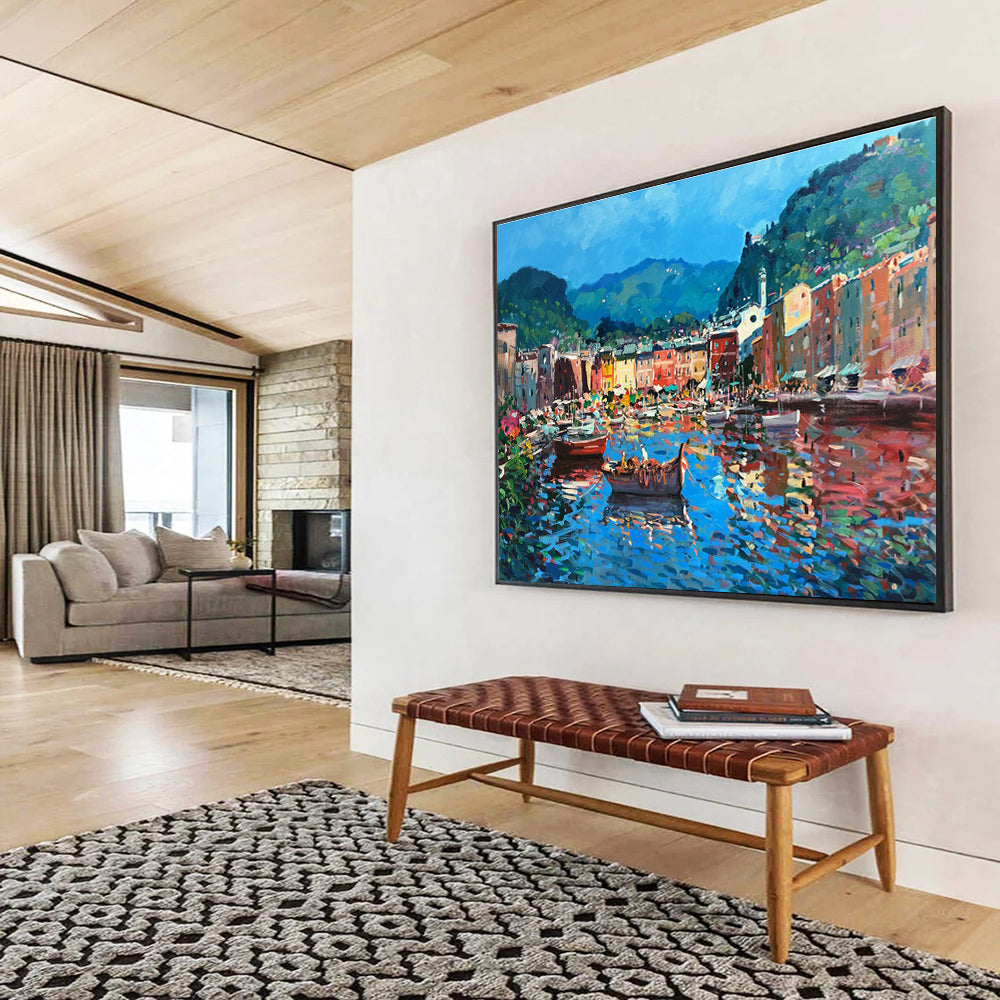 Harbor Town Abstract Painting for Nautical - Themed Bars YHT459