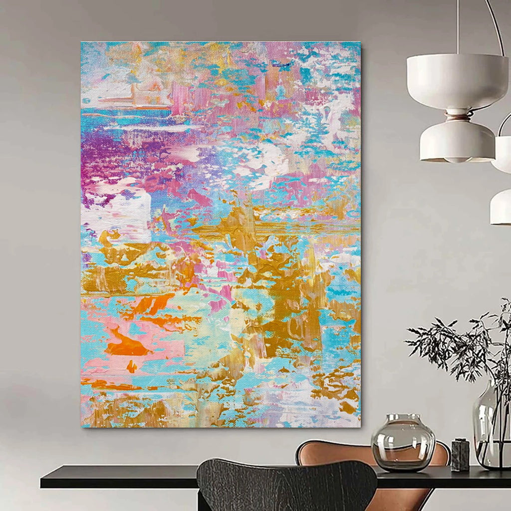 Pastel and Gold Abstract Painting for Chic Bridal Suites HENG464