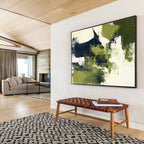 Green, Black and White Abstract Painting with Nature - Inspired Energy ABS407
