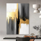 Gray - Gold Abstract Contrast Painting for Sophisticated Corporate Lobbies HENG076