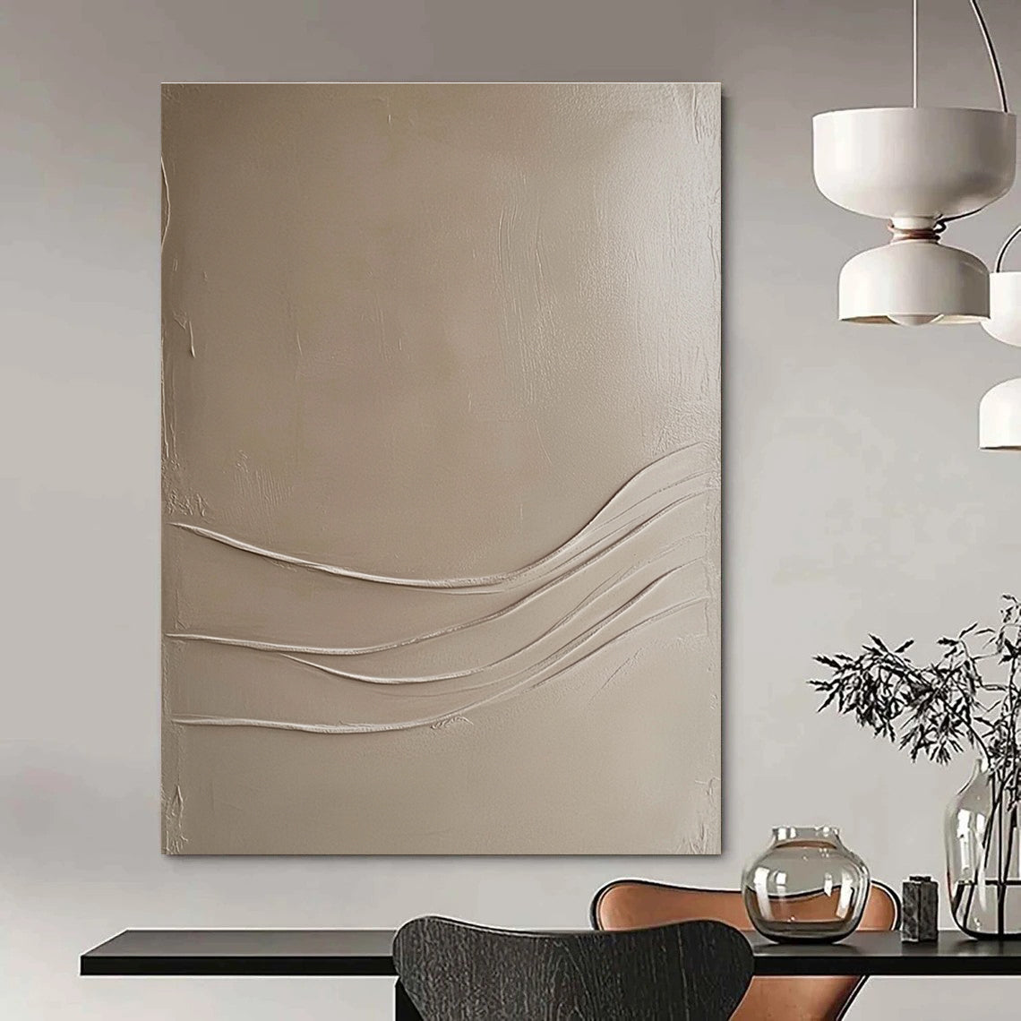 Beige Textured Abstract Painting for Minimalist Living Rooms GAB1032