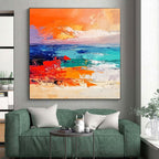 Colorful Seaside Abstract Painting with Vibrant Coastal Vibes WINK580