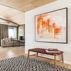 Orange and White Abstract Painting for Creative Coworking Spaces YHT377