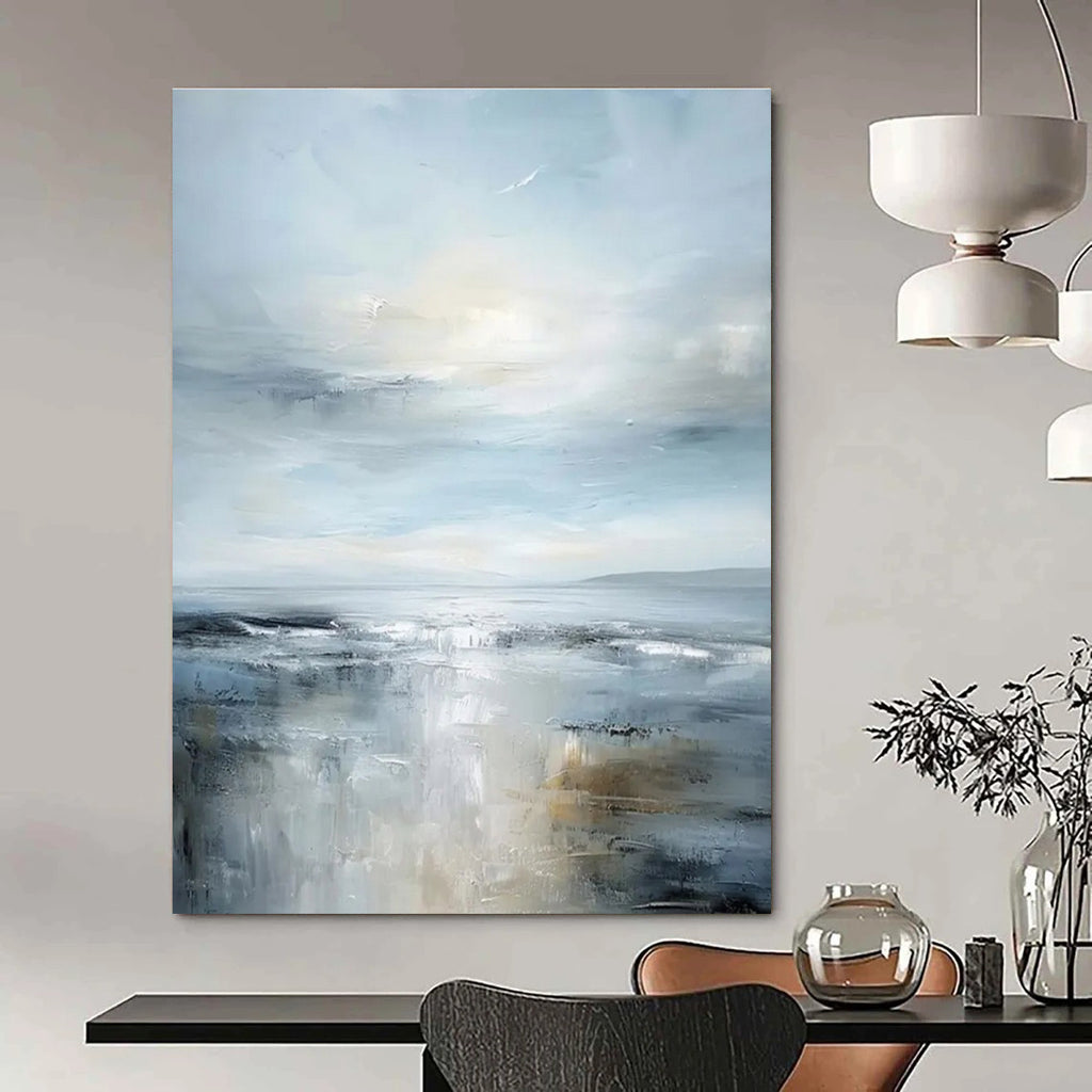 Calm Seascape Abstract Painting for Coastal Bedroom Retreats HENG059