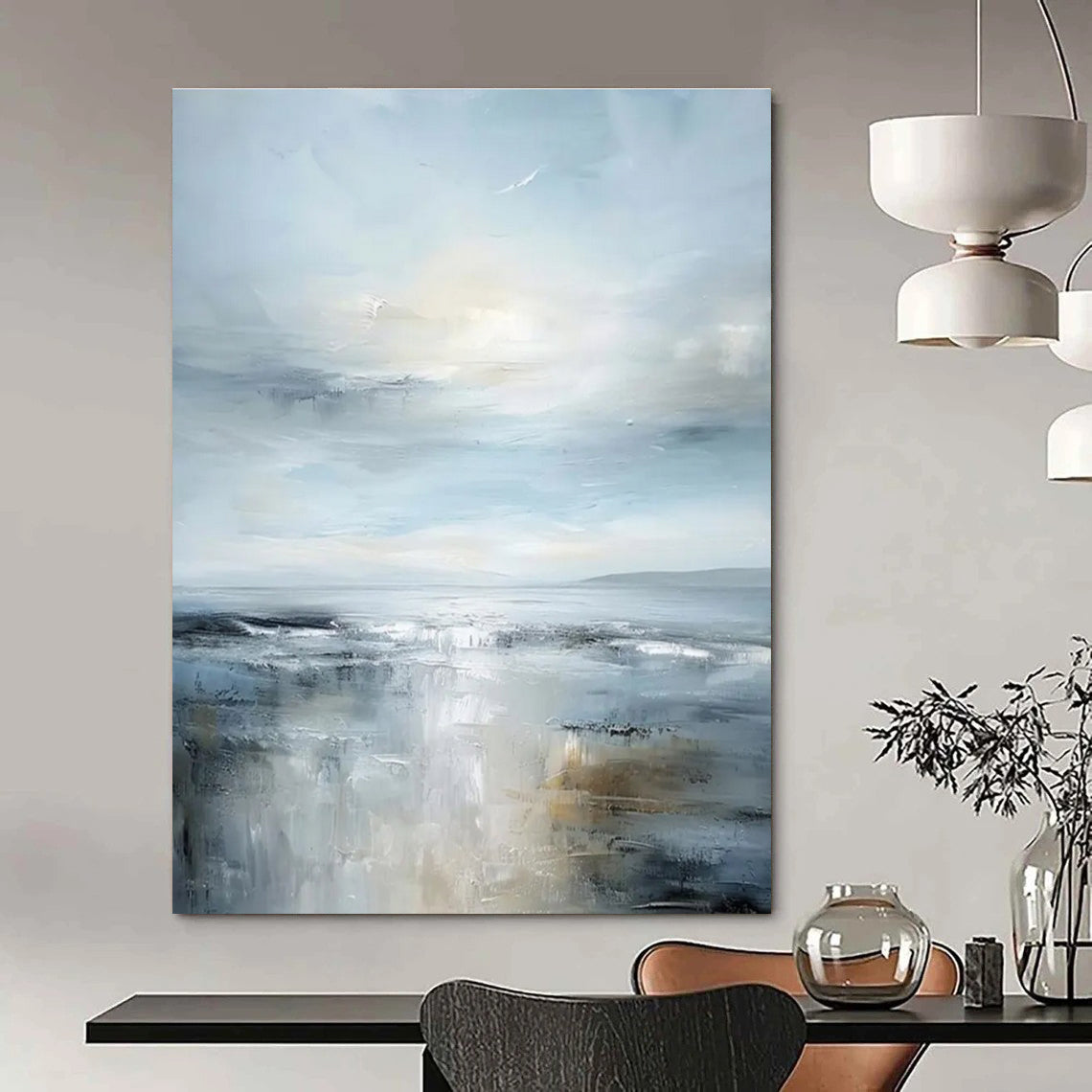 Calm Seascape Abstract Painting for Coastal Bedroom Retreats HENG059