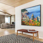 Coastal Town Abstract Painting for Mediterranean - Style Villas YHT457