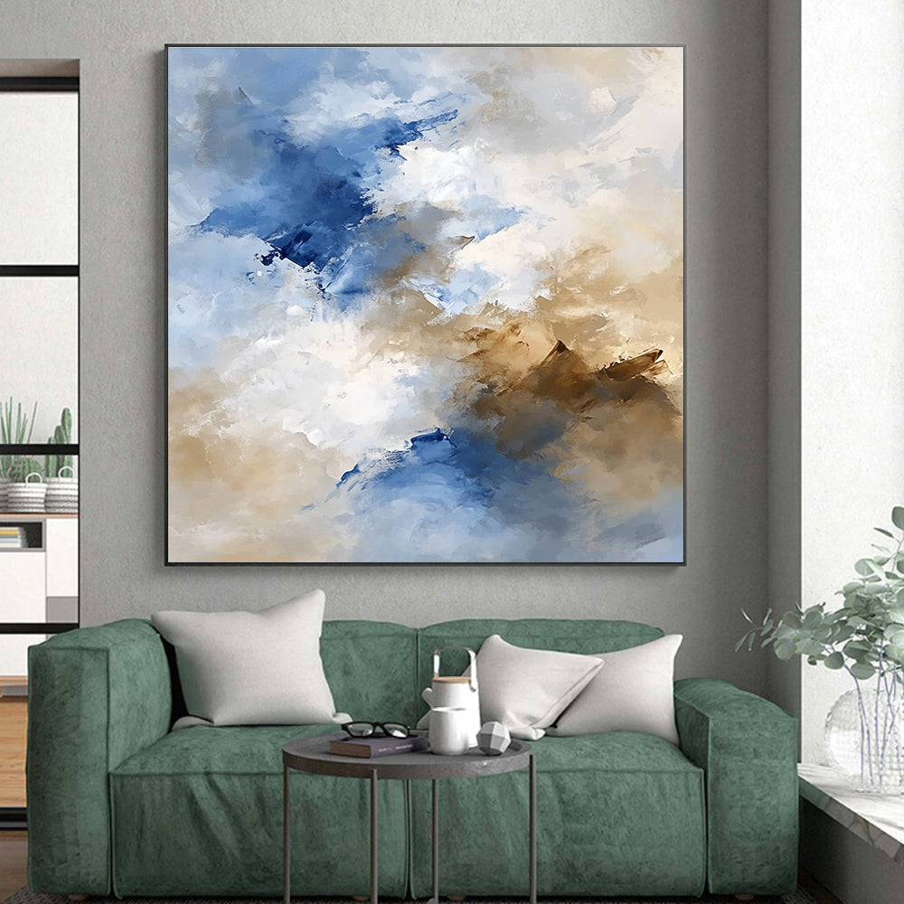 Blue - Beige Abstract Clouds Painting with Serene Harmony WINK370