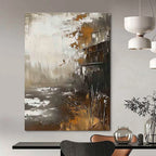 Abstract Landscape with Structure Painting for Industrial - Inspired Lounges HENG485