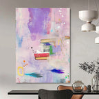 Books and Feathers Collage Abstract Painting of Intellectual Whimsy GAB0178
