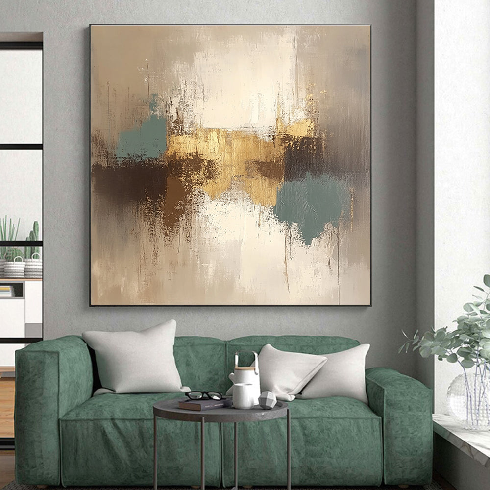 Gold Blue Gray Abstract Painting with Subtle Opulence WINK562