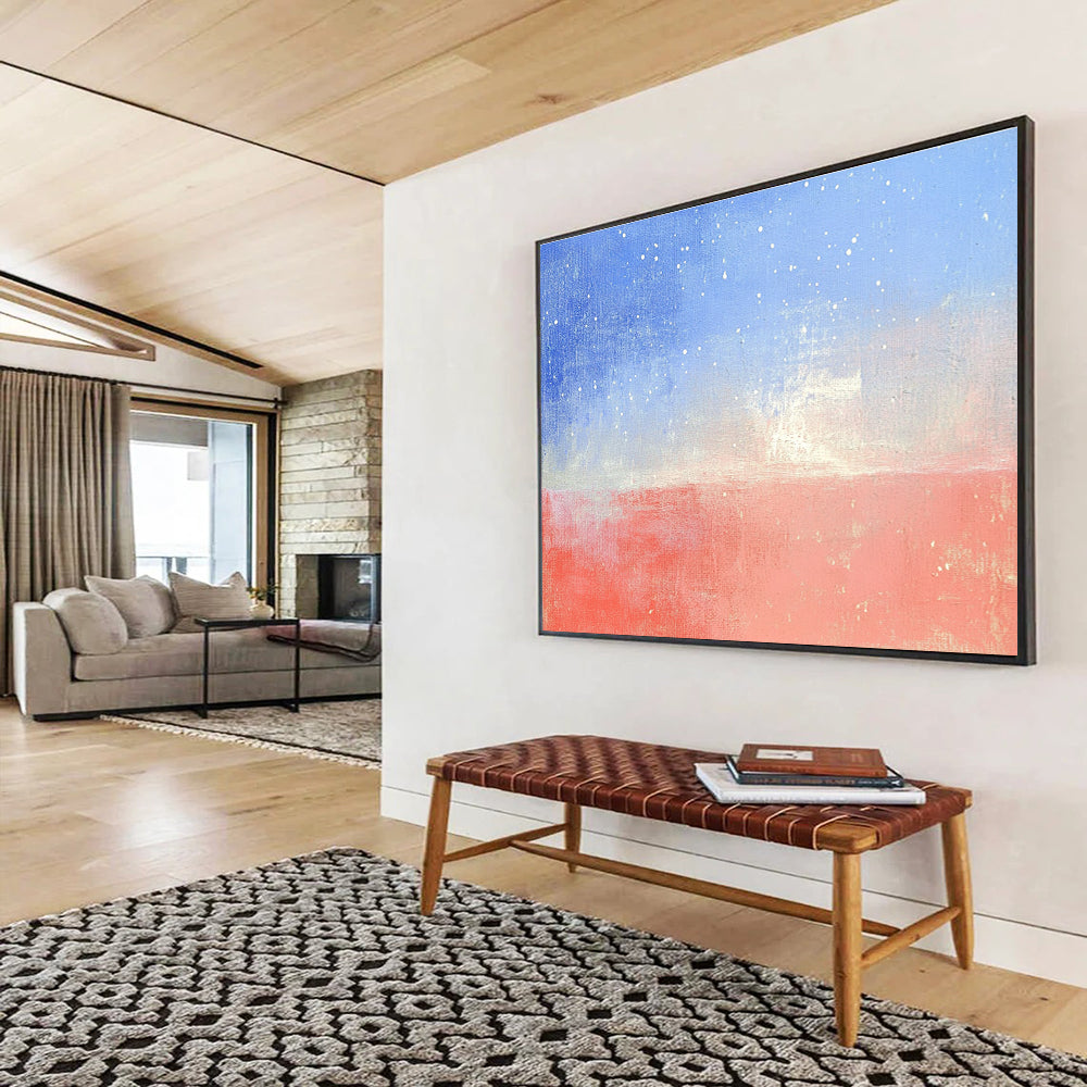 Starry Sky and Sea Abstract Painting with Serene, Celestial Ambiance ABS524