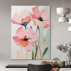 Textured Pink Flower Abstract Painting: Layered Petals & Soft Hues GAB0950