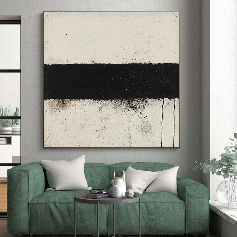 Black and White Strip Abstract Painting with Stark Simplicity WINK143