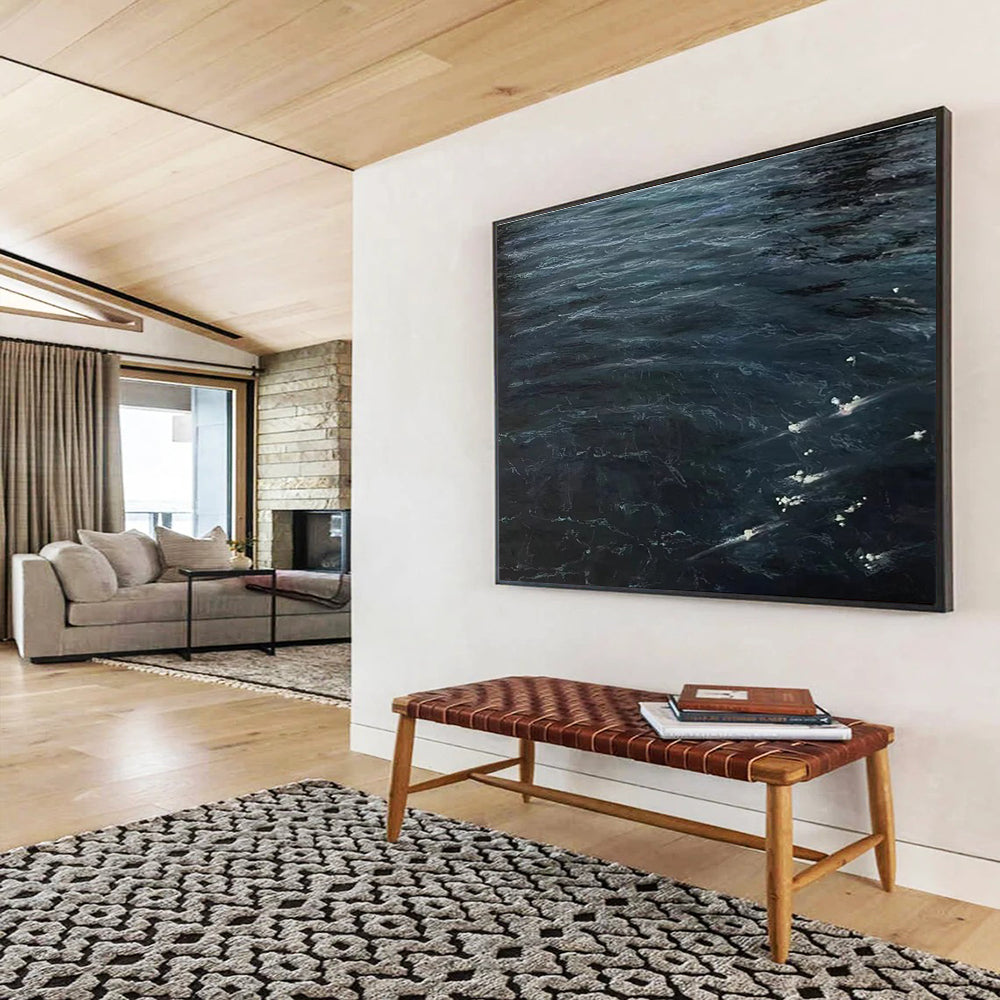 Dark Sea Abstract Painting for Nautical - Themed Home Theaters YHT265