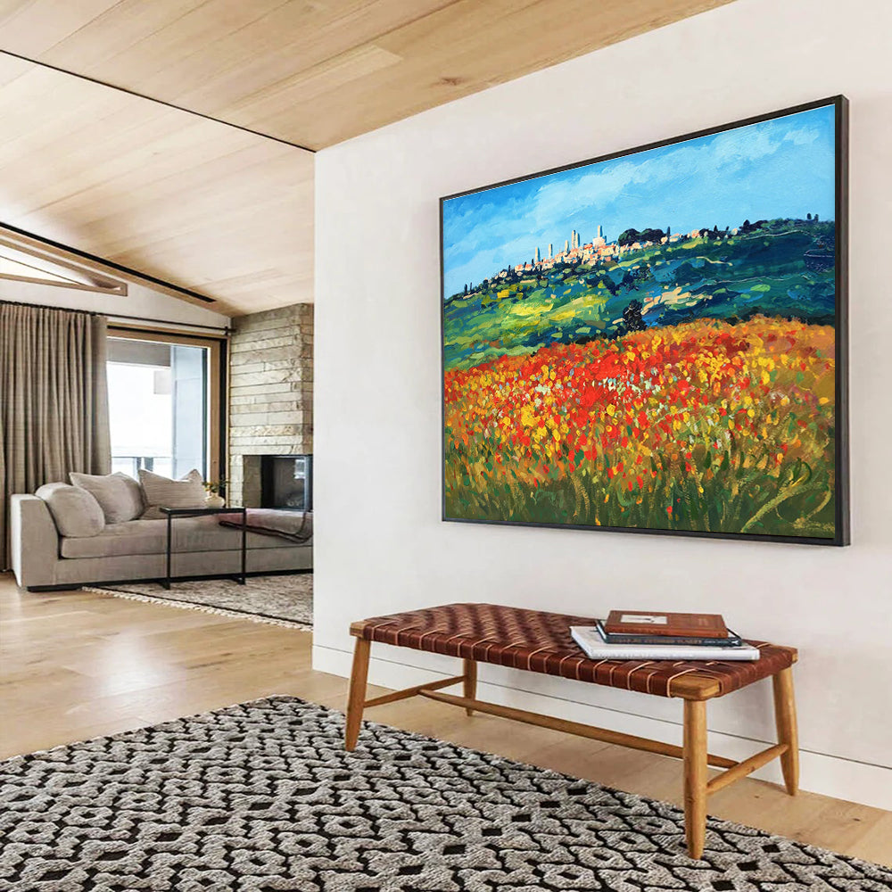Tuscan Field Abstract Painting for Italian Villa Rental Offices YHT468